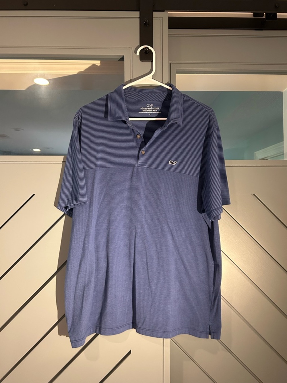 Vineyard Vines Men's Polo in Blue with Subtle Stripe